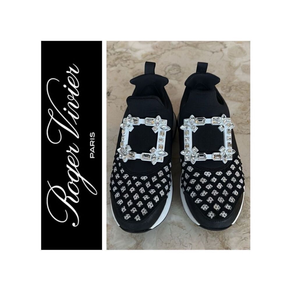Roger Vivier Viv' Run Sneakers Black & White